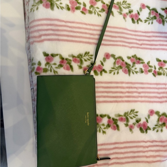 kate spade dark green leather tote with gold logo - Picture 5 of 7